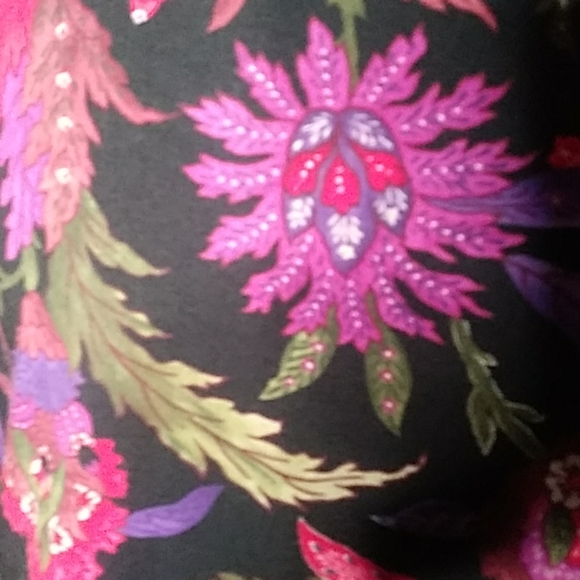 Lauren Ralph Lauren Black Floral Print Petite L - Picture 4 of 5
